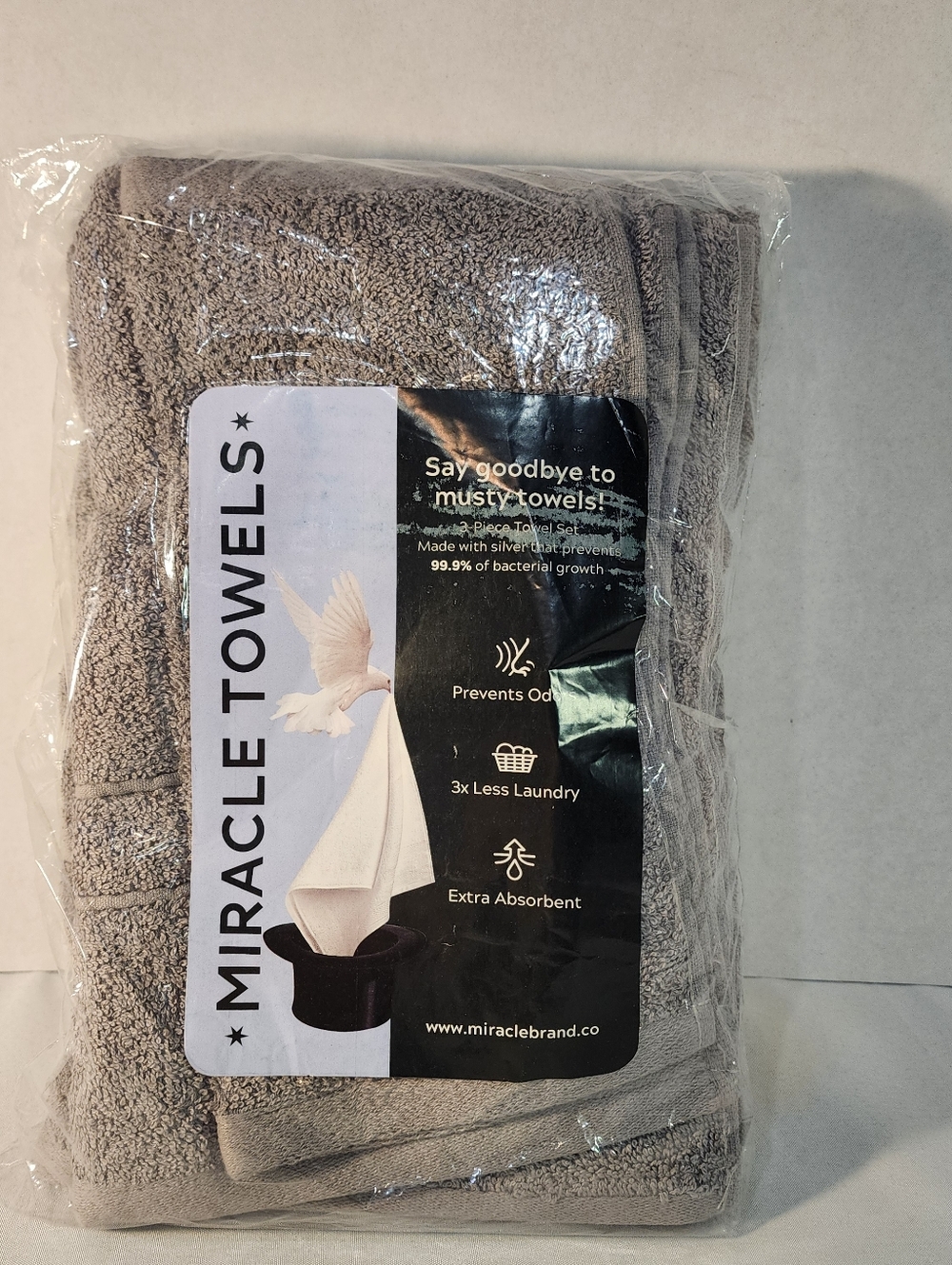 Miracle Made 3-Piece Bath Towel Silver Infused In Stone